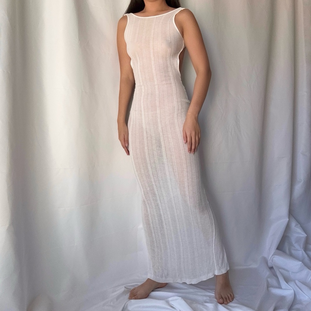I.AM.GIA White Sheer Coverup Backless Dress - Picture 3 of 4